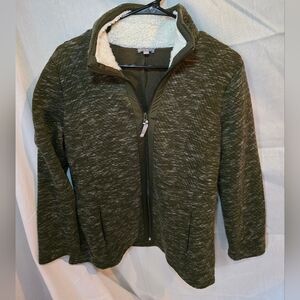 Womens Medium T By Talbots Army Green Zip Up Jacket